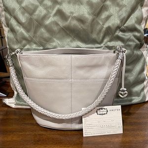 Brand New, never used Brighton bucket bag in taupe leather.